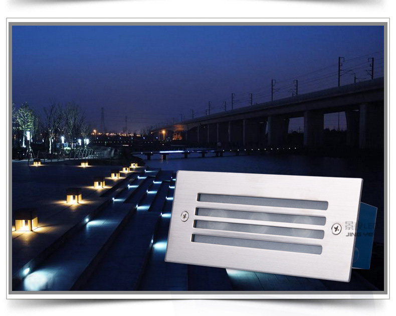 户外地脚灯台阶灯水led墙脚灯嵌入式埋地灯侧壁灯楼梯踏步射灯1w暖