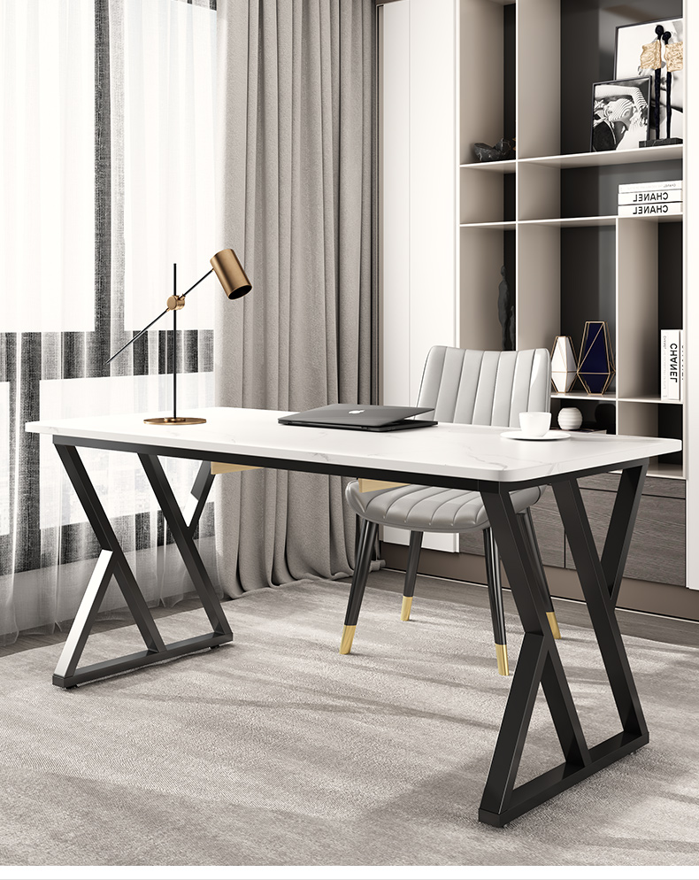 领道 岩板书桌极简岩板书桌电脑桌台式现代简约办公桌椅组合家用书房