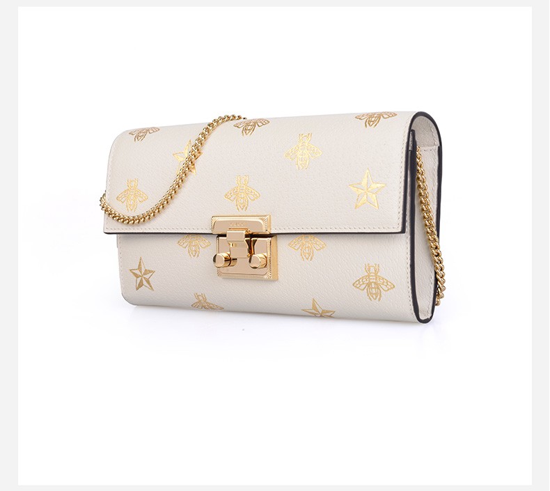 古驰(gucci)女包蜜蜂星星图案 女士单肩包 腋下包 链条包 黑色