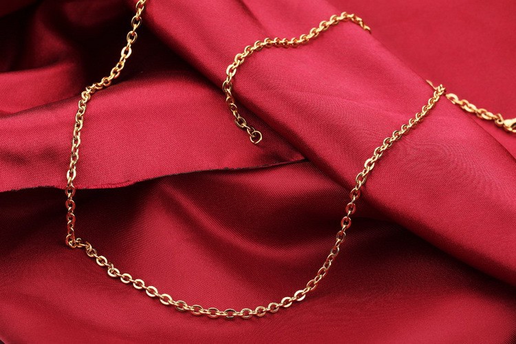 巴克乐乐直批316l不锈钢饰品金色钛钢情侣配链单链o字项链 【62】金色