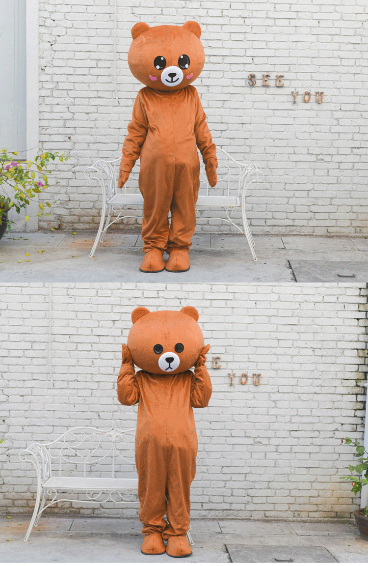 网红熊人偶服装定制卡通玩偶服装抖音熊本熊布朗熊人穿行走人偶装