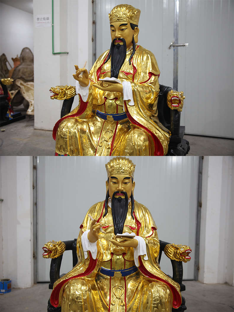元承皇 厂家直销树脂佛像寸贴金彩绘文昌帝君 供奉寺庙文昌1米6文昌
