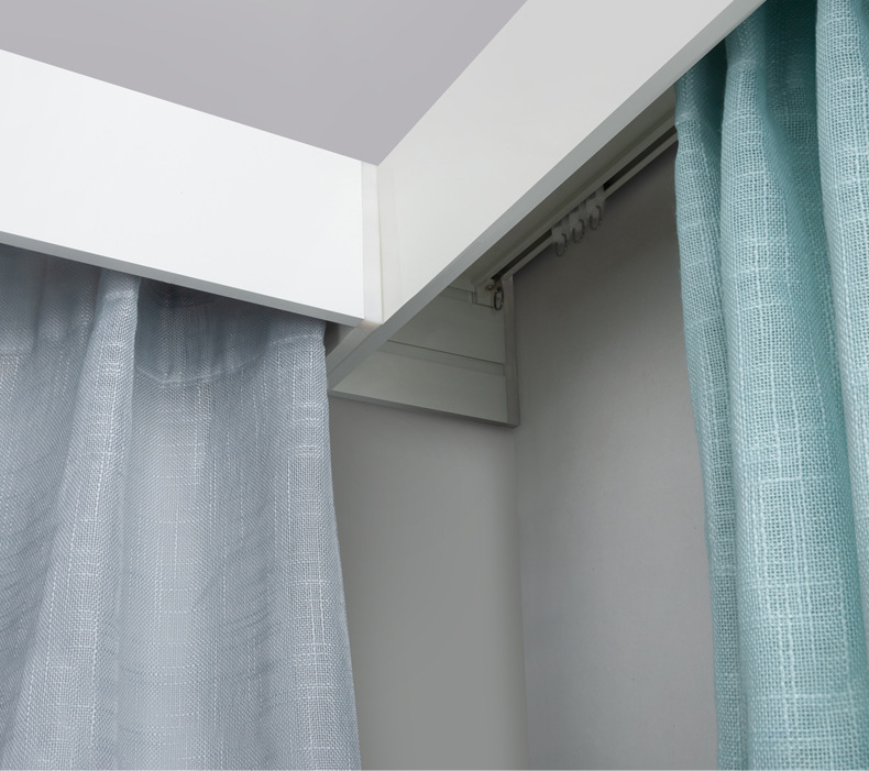 窗帘盒双轨道定制窗帘盒挡板一体式顶装遮光单轨双轨道电动铝合金智能