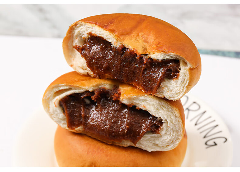 早餐食品红豆沙夹心面包1000g 豆沙包馅夹心软面包汉堡包整箱零食