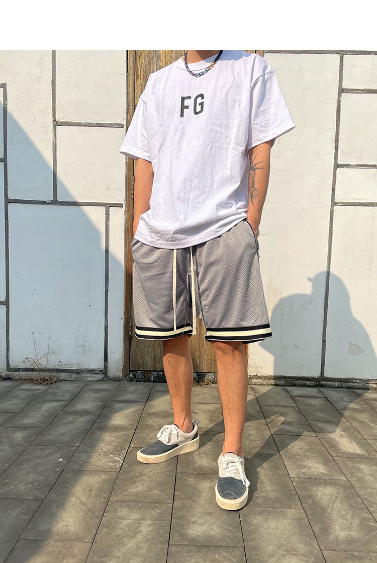 绸画广州十三行男装裤子fog fear ofgod第五季主线网眼短裤男高街宽松