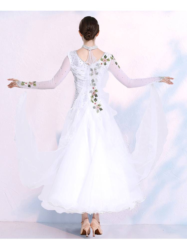 华尔兹摩登舞裙 婀娜舞女摩登舞连衣裙比赛国标表演服装交谊舞华尔兹