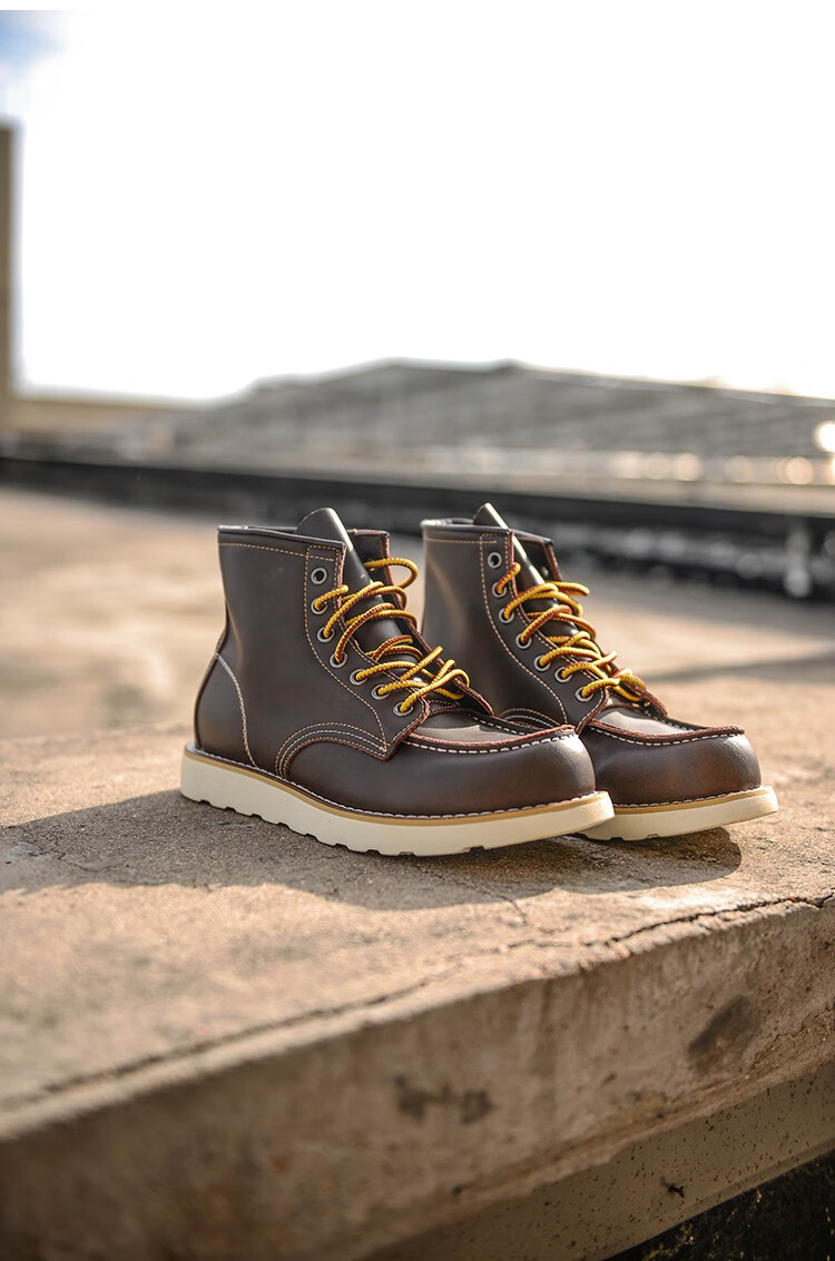 阿美咔叽复古固特异875工装靴疯马皮马丁靴中帮皮鞋皮机车靴男品质