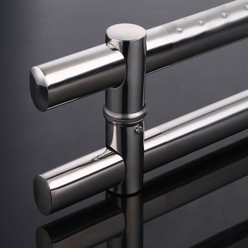 加厚玻璃门拉手黑色玫瑰金不锈钢对装地弹门木门可调孔距推拉把手方管