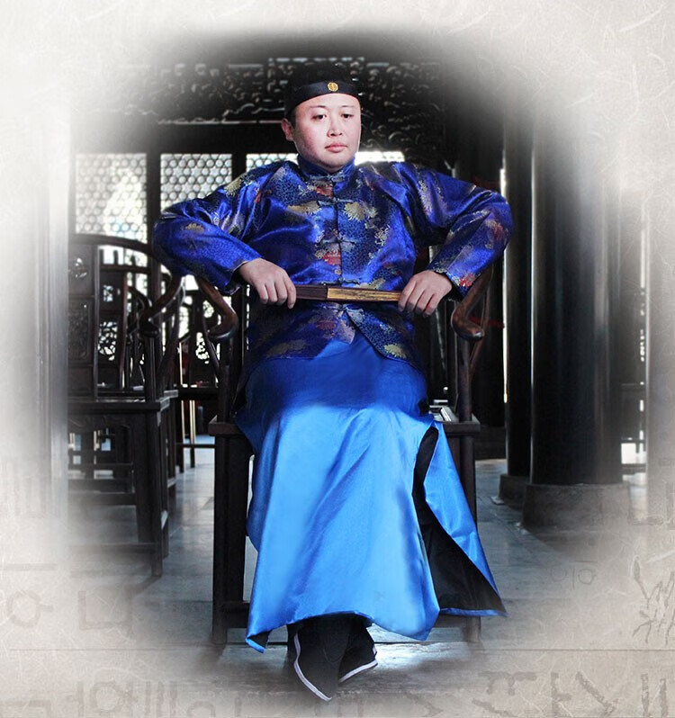 阿哥唐装男结婚新郎装地主服装掌柜马褂清朝老爷古装演出服民国衣