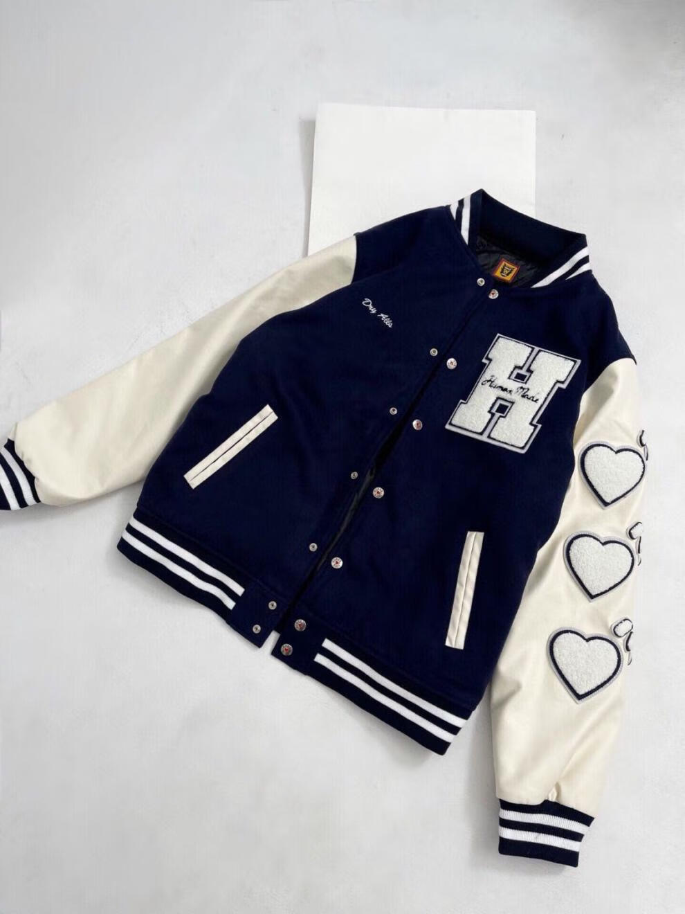 tide humanmade爱心字母刺绣情侣宽松棒球服夹克潮牌夹男女外套 薄款