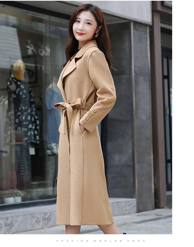 双面呢大衣女2021冬新款昵中长款收腰显瘦羊外套女衣长110秋冬毛呢子
