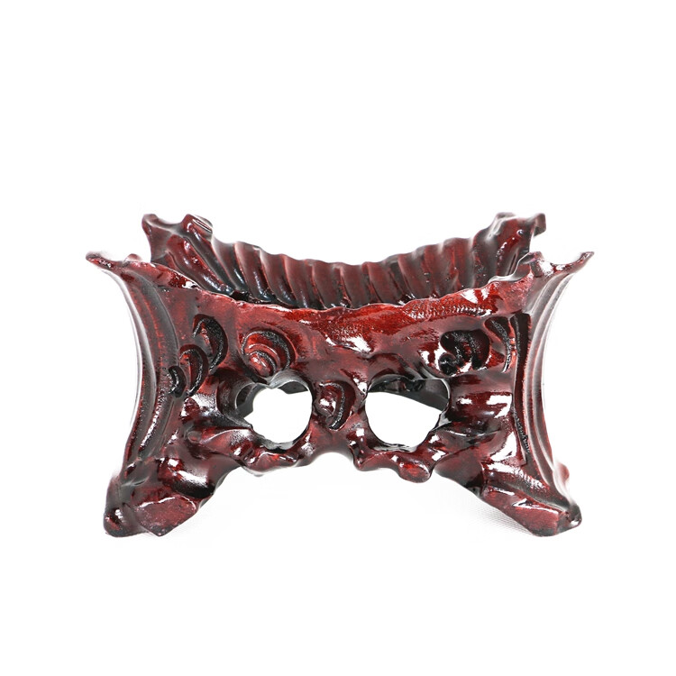 泰山石奇石头底座实木带槽鹅卵石不规则石头黄河石凹槽摆件托架子正方