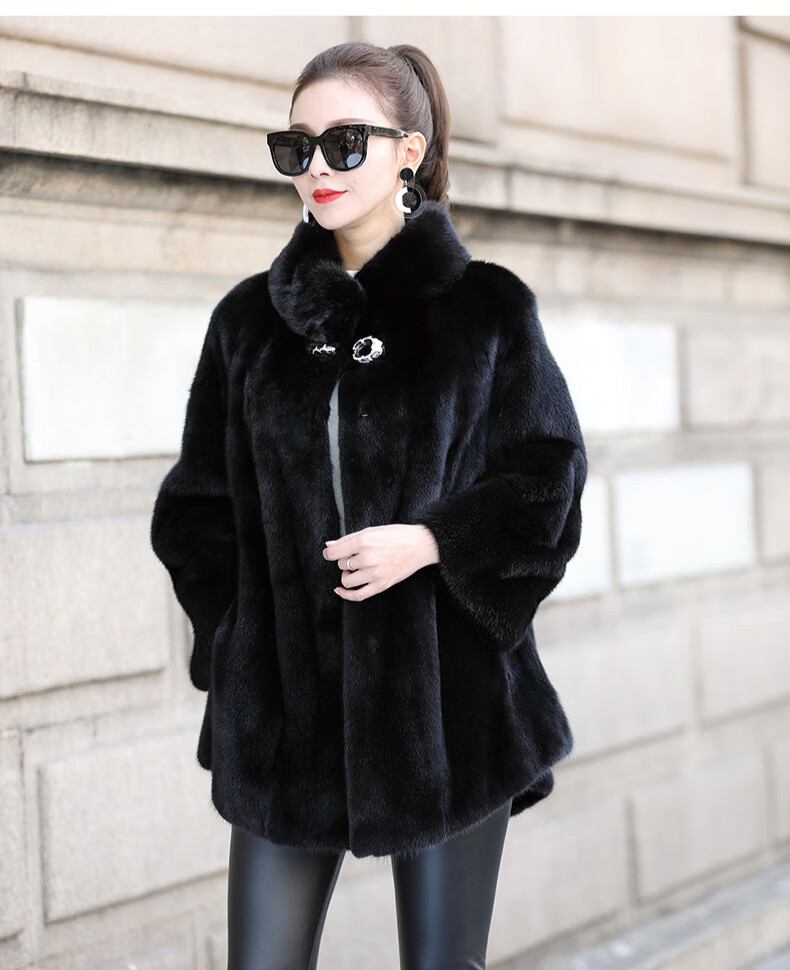 欧迪鸟odybird品牌2021新款水貂皮大衣女皮草外套整貂中长款带时尚