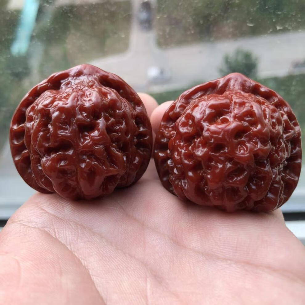 机刷包浆玉化文玩核桃 官帽核桃 苹果园狮子头核桃尺寸40~48mm天然