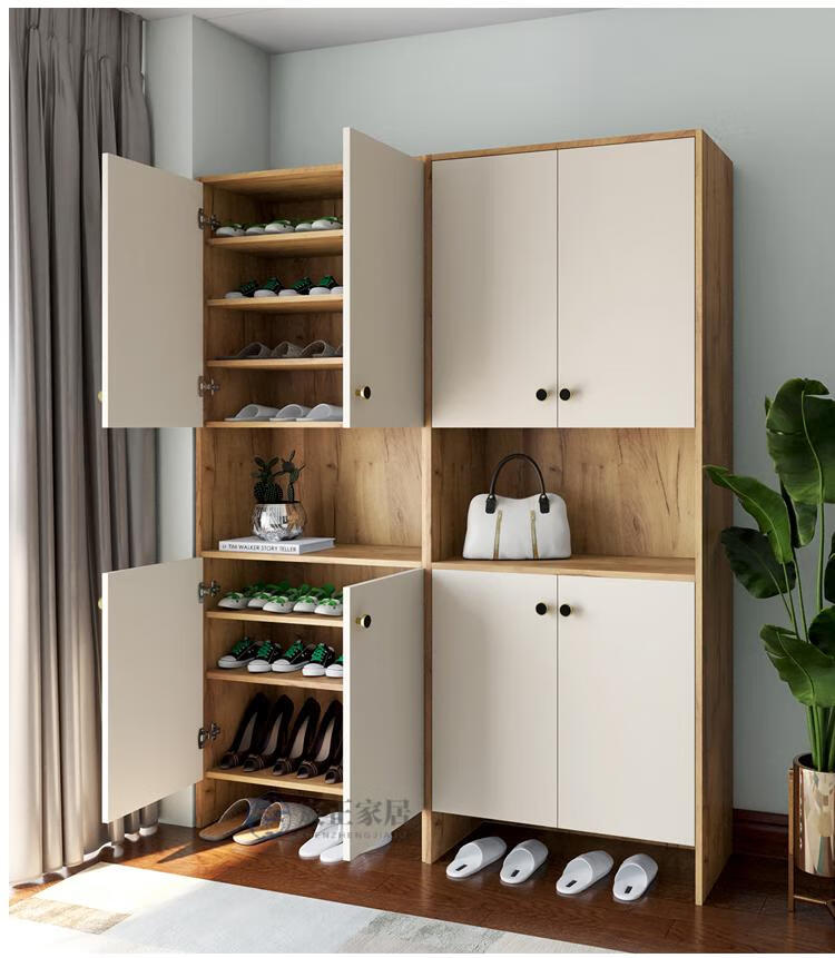 鞋柜高柜轻奢实木鞋柜可定做尺寸储物柜子北欧现代定制高柜家用门口大