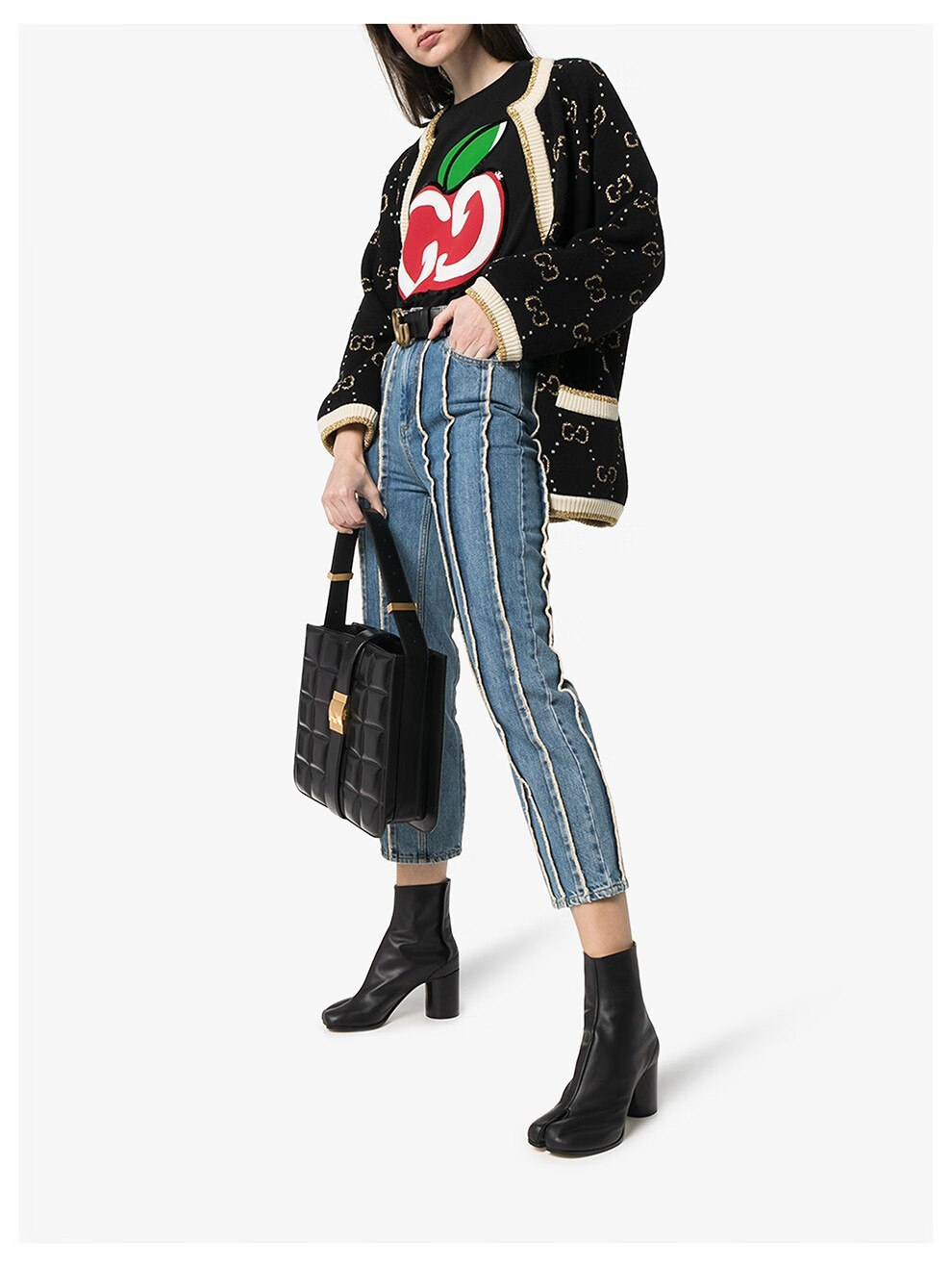 gucci 古驰 新款女士棉质樱桃图案时尚短袖休闲t恤衫 黑色580762 xjb7