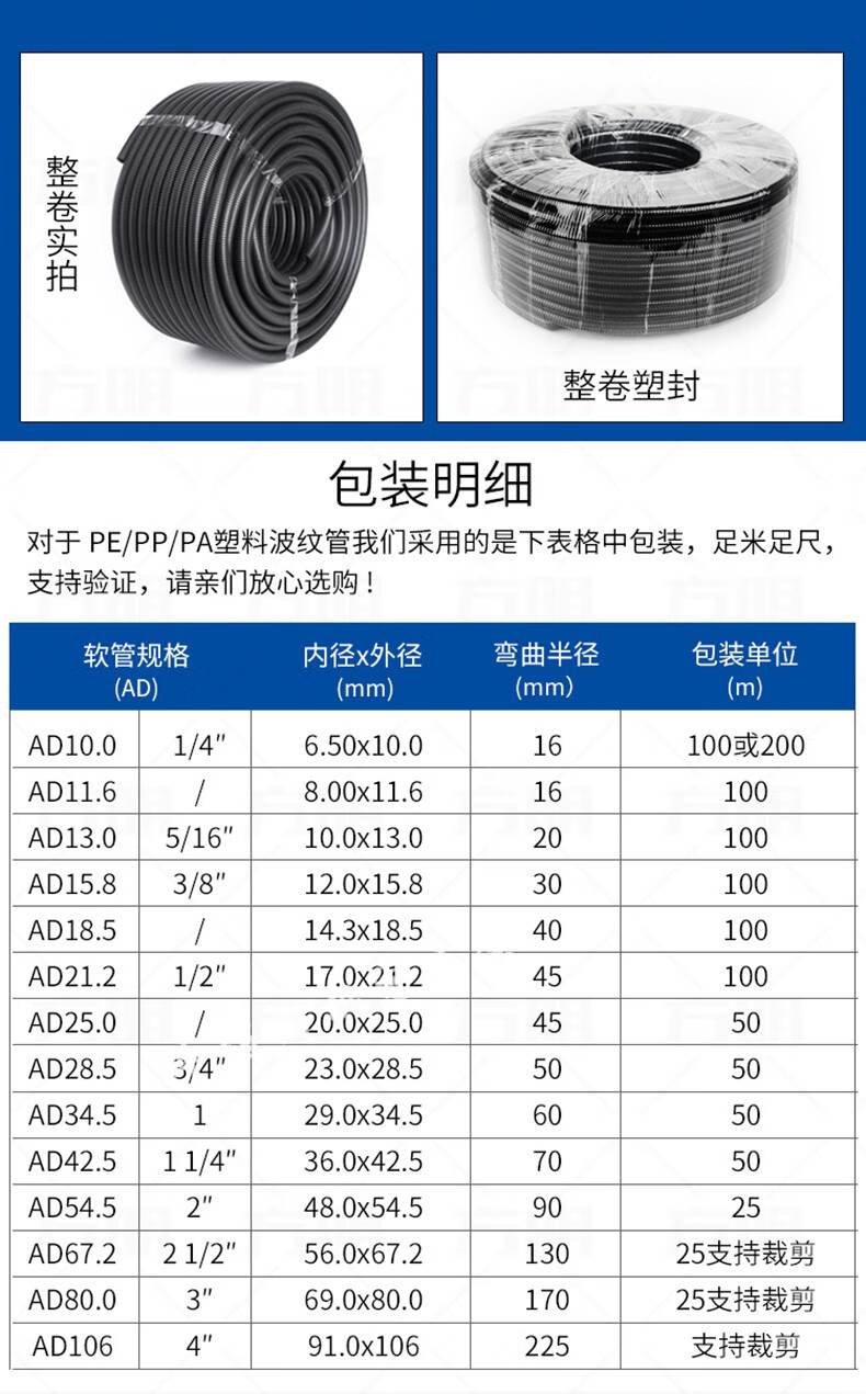 穿线波纹管规格型号表图片