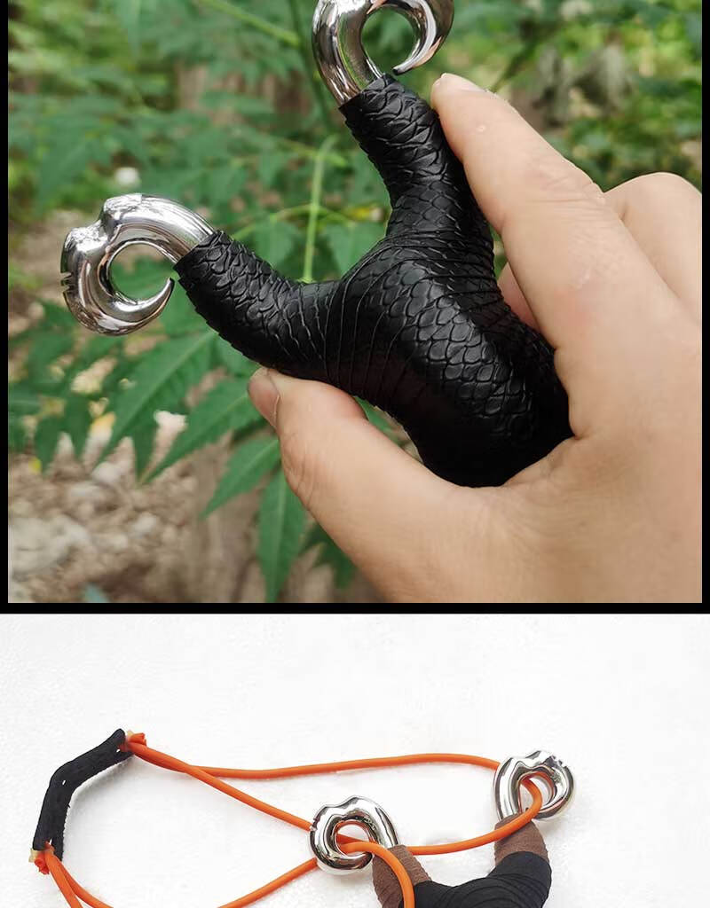 崛适传统弹弓冷弯左右手弹弓藏羚羊弓高爆发大力圆皮手工304不锈钢弓