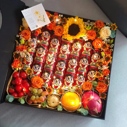 旺仔礼盒网红创意零食成品花束牛奶男友女友鲜花速递同城配送旺仔礼盒