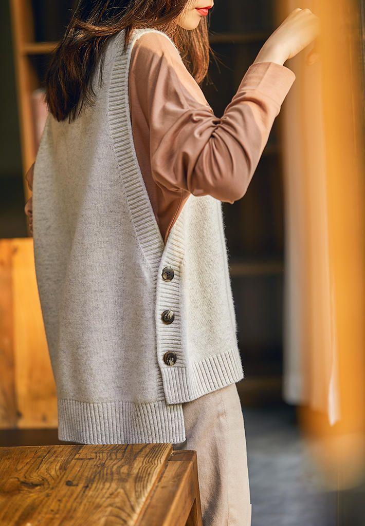 春秋季无袖针织马甲宽松圆领毛衣背心女韩版外穿百搭坎肩小外搭潮甄萌