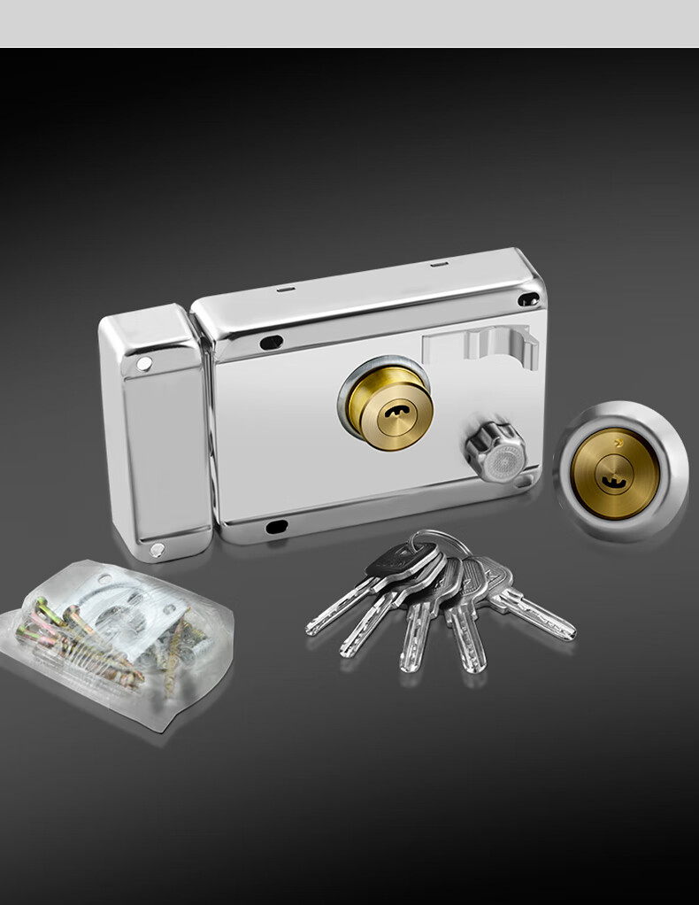 三环门锁外装门锁老式防盗锁防撬家用大门铁门木门房门锁冷轧钢通用型