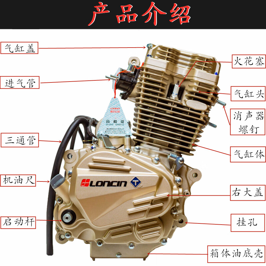 隆鑫原厂全新150 175 200cc风冷三轮车摩托车发动机总成机头 隆鑫原厂