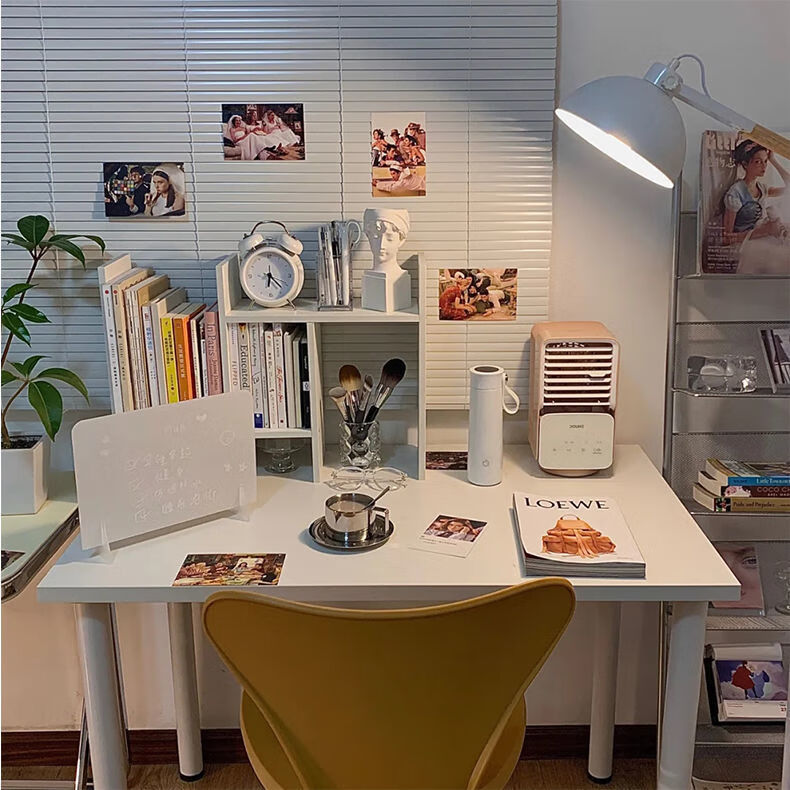 电脑桌家用学习书桌简约学生卧室ins白色桌子租房长120宽60高75cm加厚