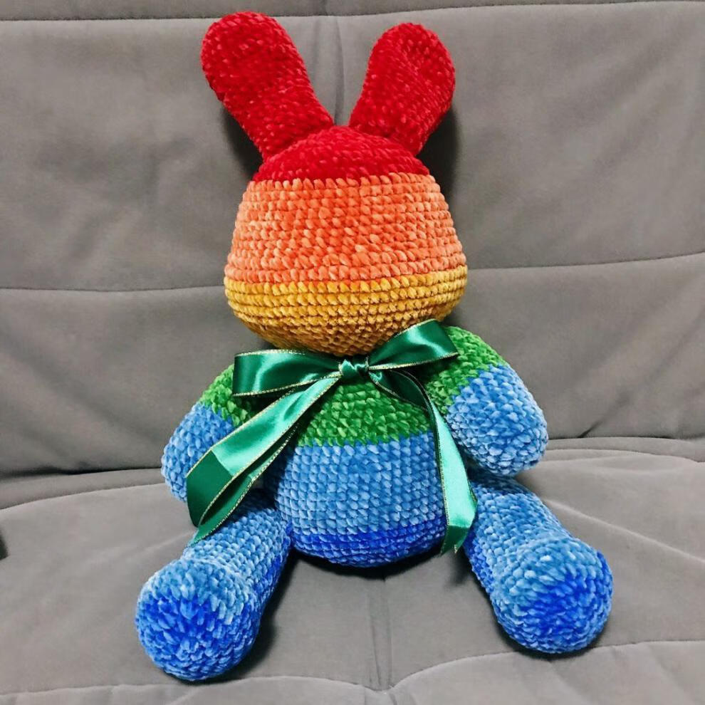 lucalydiy手工编织玩偶雪尼尔金丝绒毛线手工暴力熊材料包女友情侣