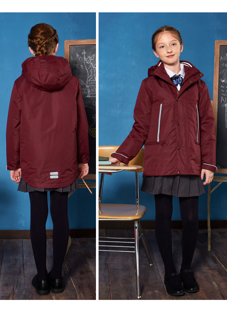 伊顿纪德校服男女童冬装外套棉加厚可脱卸式棉服17x015/17x017 紫色17