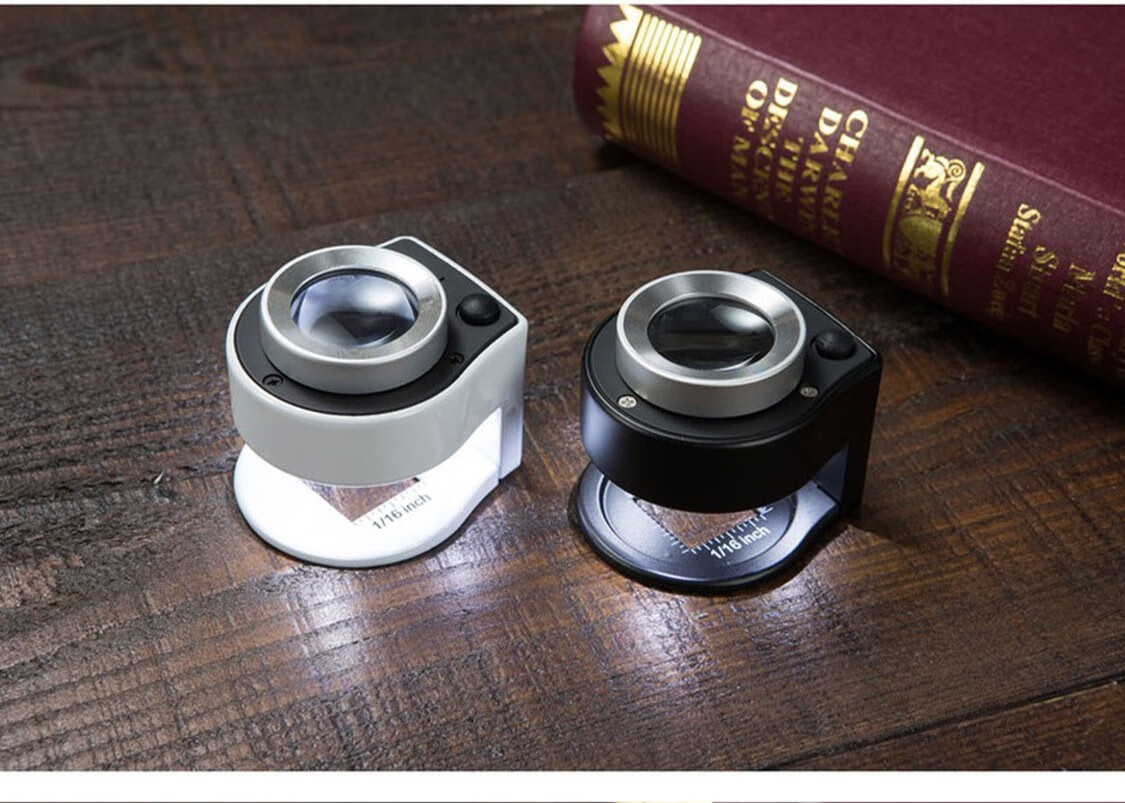 鸽眼专用放大镜30倍全金属纺织布料印刷网格60倍照布镜60倍验钞灯刻度