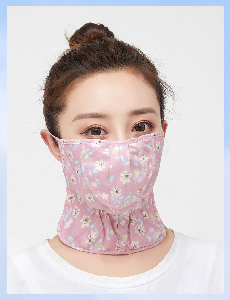 新品遮阳口罩护脸护颈开口护颈夏季薄款开口护颈防晒口罩女护全脸透气