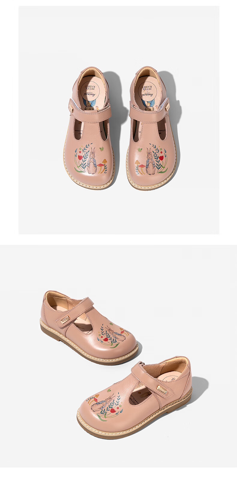 比得兔ariaca联名合作系列女童鞋女童公主鞋2021春季新款真皮软底儿童