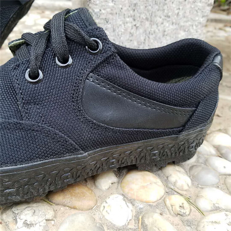 buraq 3517黑色作训鞋低帮徒步帆布运动鞋男款劳保解放鞋户外登山鞋子