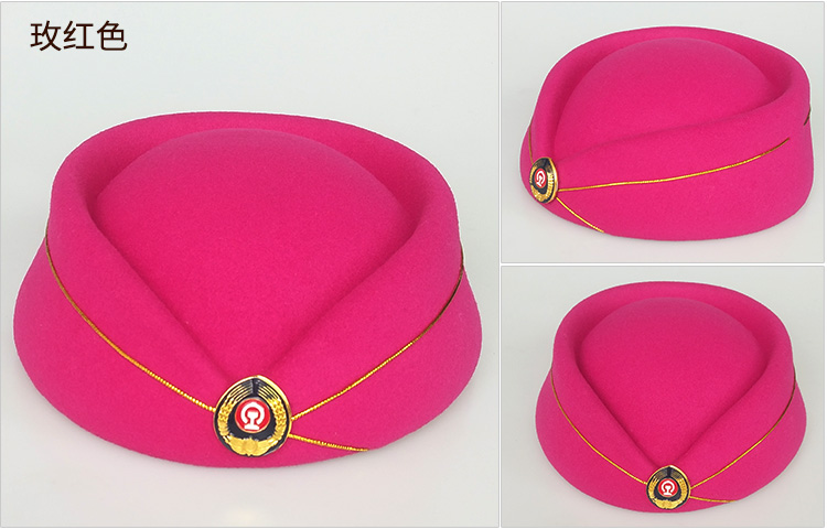 哈昱礼仪帽铁路学校学员红色演出帽高铁动车乘务员列车员帽子 深蓝 m