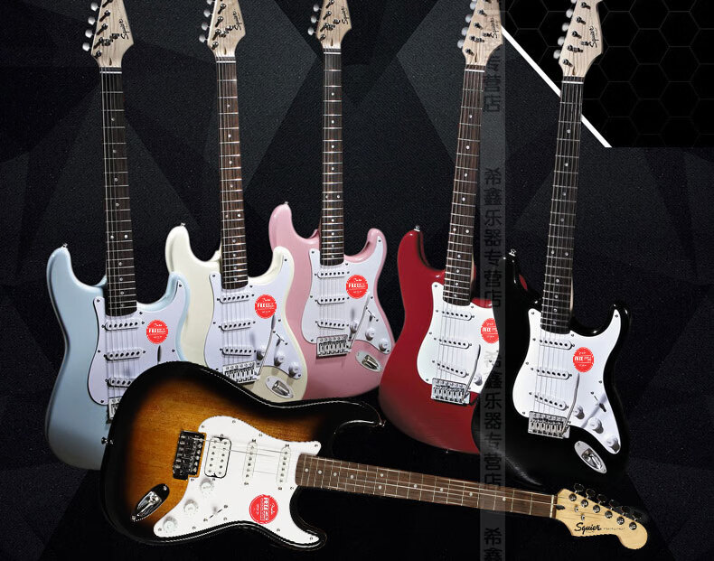 芬达squier初学者affinity入门bullet儿童成人款电 【黑色】单单双