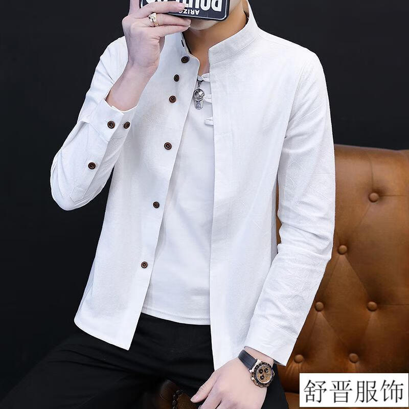 男士夏季休闲长袖衬衫薄款男士夏天薄款长袖衬衫款文艺范长袖衬衫男中