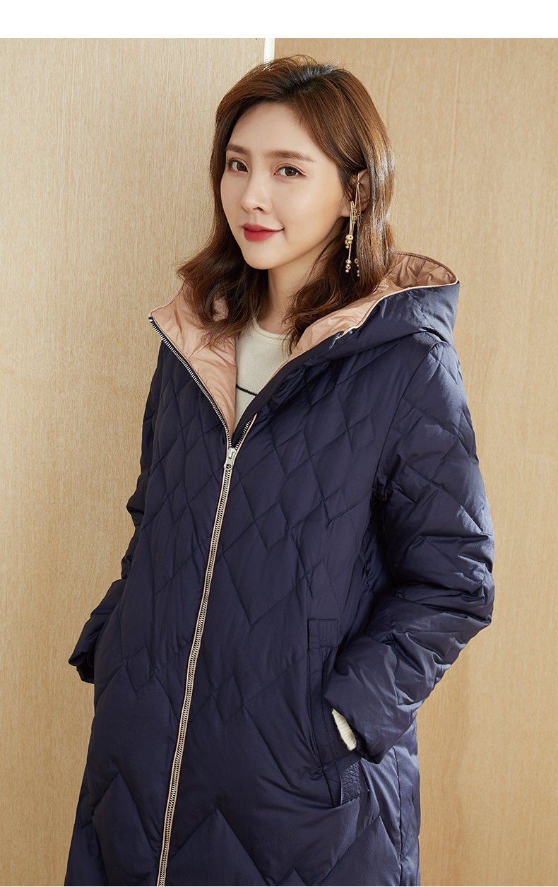 亦朵鹅绒羽绒服女时尚中长款过膝收腰连帽高端保暖外套冬季2022年新款
