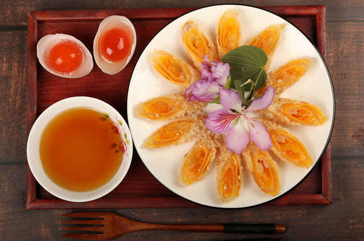 橙伯乐5折广东潮汕咸蛋卷油炸小吃蛋黄酥酒店餐厅250g