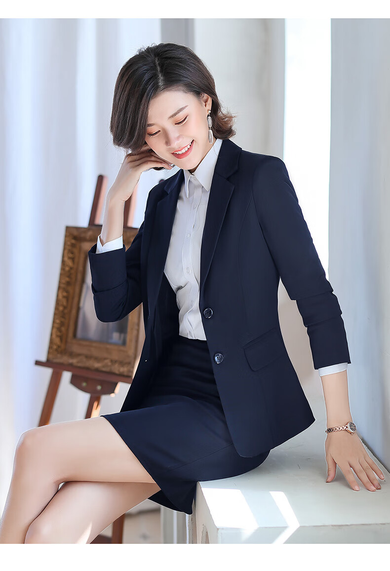 皮尔卡丹轻奢高端女装加绒黑色西装外套女秋冬气质正装上衣冬季加厚