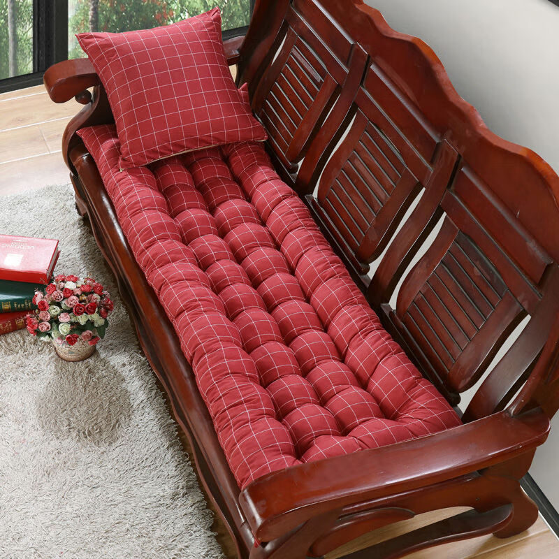 实木沙发垫四季通用长条垫子坐垫老式木质三人座垫沙发垫星空蓝厚度约
