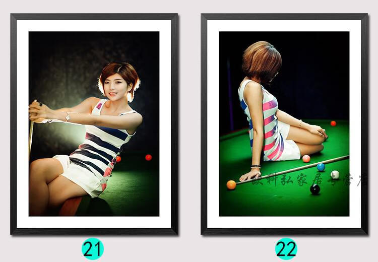 台球厅室装饰画桌球室墙壁挂画斯诺克台球美女大性感海报 14号 34*43