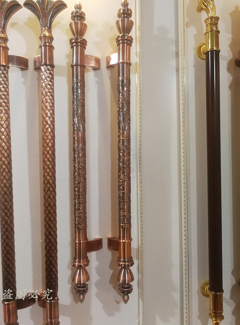 ktv酒店龙纹铜门把手木门把手大门把手古铜色玻璃门拉手长 总长800mm