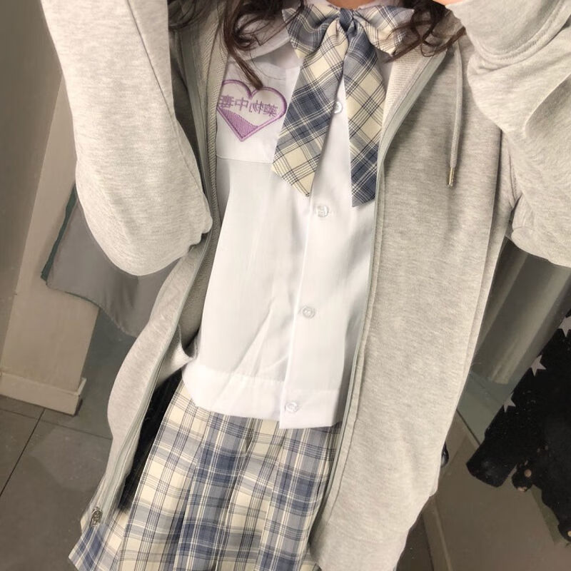 jk正统k制服山吹格裙长袖衬衫套装全套少女学生韩版学院风 温柔一刀格