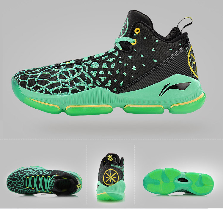 李宁裂变iii男子战靴一体织回弹防扭转高帮篮球比赛鞋bm025 黑/梦幻蓝