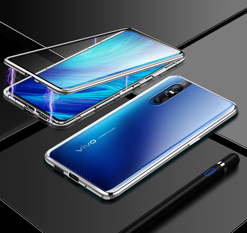 良兮适用vivov19印度版手机壳双面万磁王x50p 磁吸金属全包防摔保护套