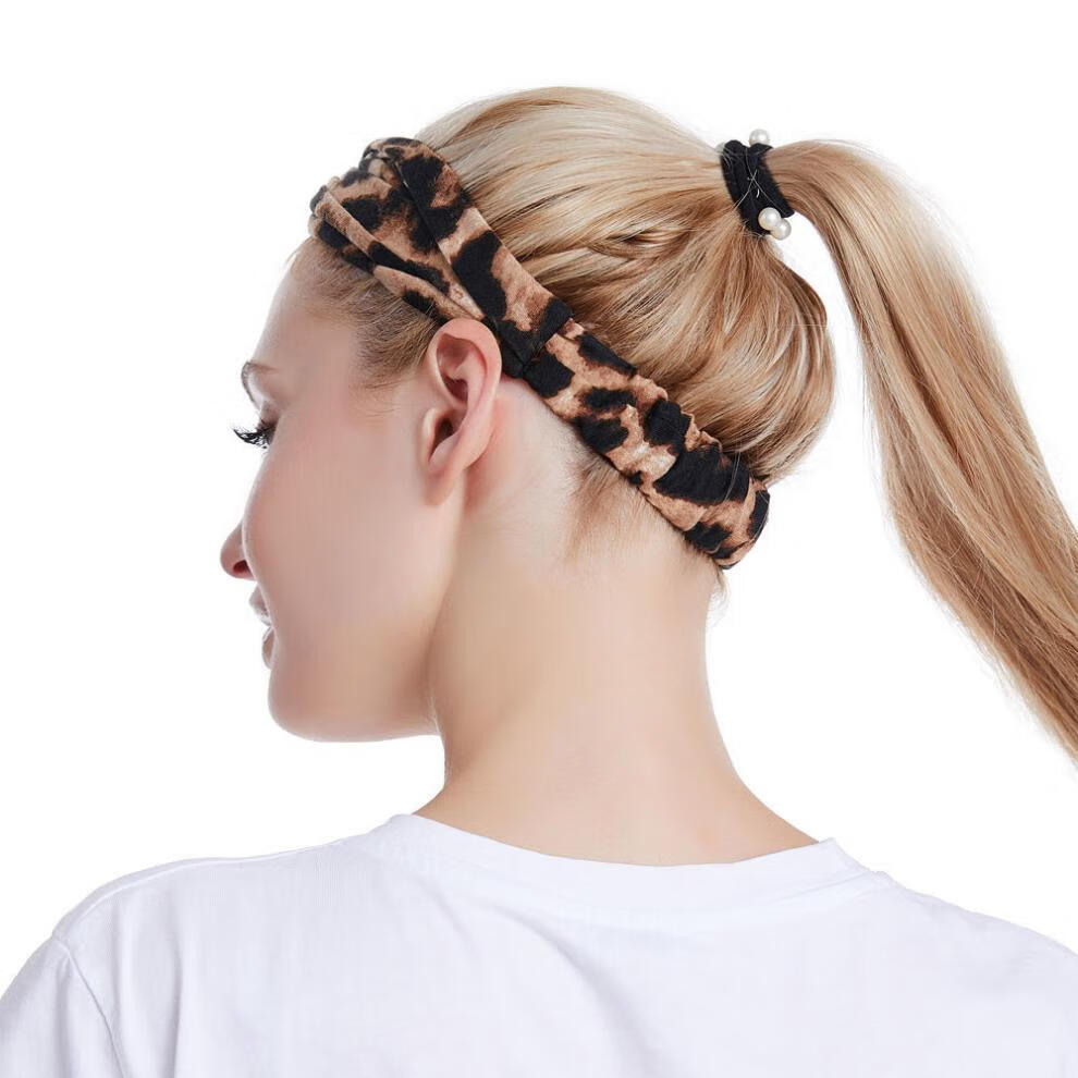 拉丁舞成人女比赛表演豹纹发带弹力吸汗舞蹈碎发头饰