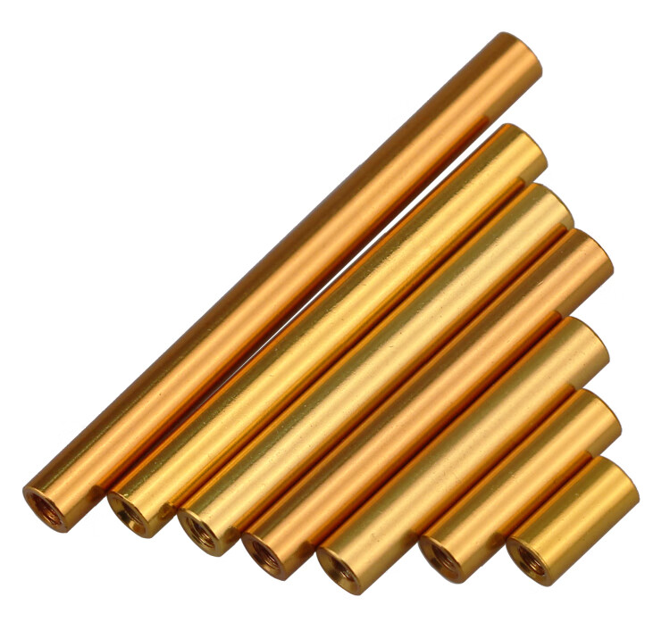 m3长螺母圆形铝柱fpv模型飞机穿越机无人机配件双内牙氧化金黄色 m3*