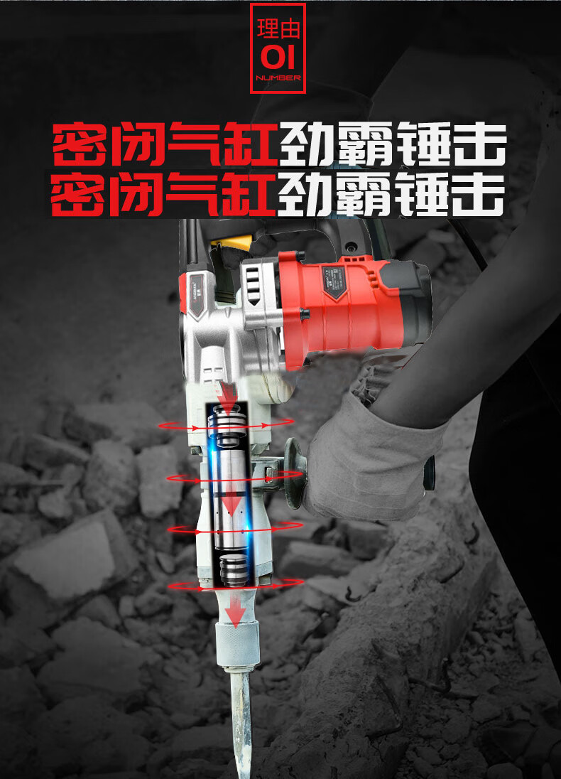 电镐大功率混凝土破碎拆墙电镐0810冲击五坑电稿0835电镐不含镐头