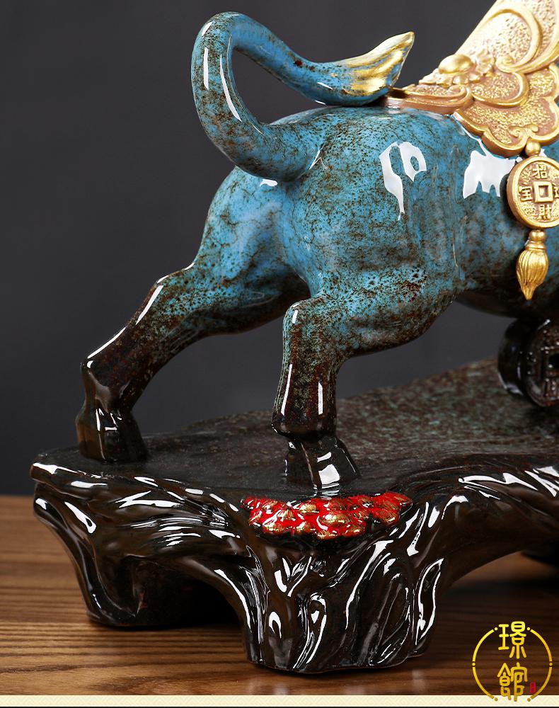 璟馆摆件客厅纪念品势如虹陶瓷牛牛气冲天牛年老板工艺品送朋友开业