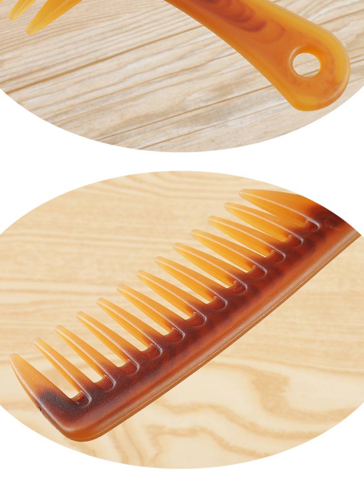 宽齿卷发梳子女士专用长发塑料静电防网红款头梳 直柄 双色大齿梳【带